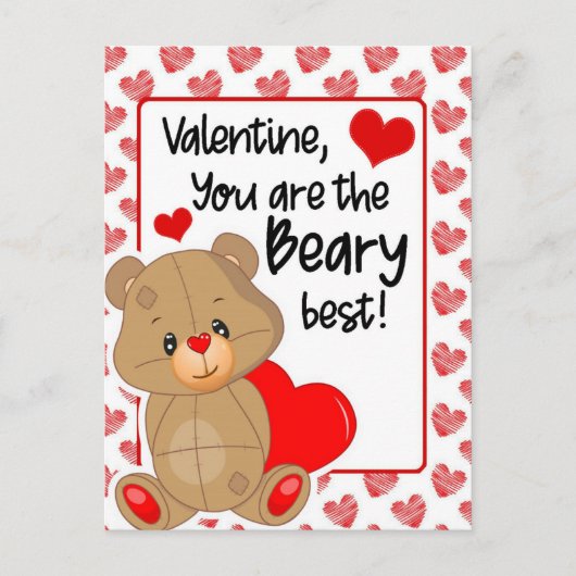 Carte Postale Meilleurs vœux de la Saint-Valentin Beary coeurs (Devant)