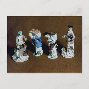 Carte Postale Meissen figures : saddler, vendeur de chèvres