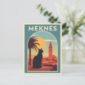 Carte Postale Meknes Maroc Sunset Cat Art (Debout devant)