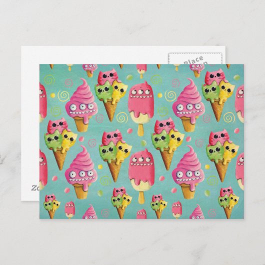 Carte Postale Mélange de crème glacée estivale (Devant / Derrière)
