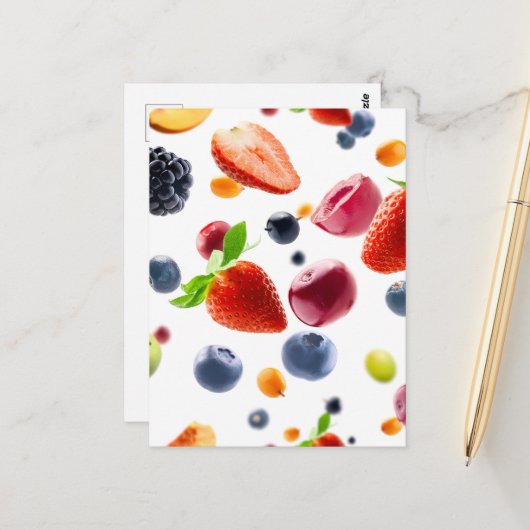 Carte Postale Mélange de Fruits (Devant/Arrière en situation)