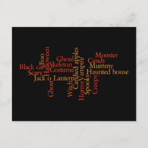 Carte Postale Mélange de mots d'Halloween