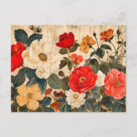 Mélange de rose sauvage sur bois patiné