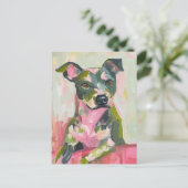 Carte Postale Mélange Pittie Gris Chien (Debout devant)