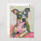 Carte Postale Mélange Pittie Gris Chien (Devant / Derrière)