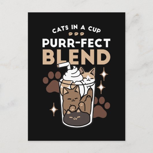Carte Postale Mélange Purr-Fect : Conception de café pour le caf (Devant)