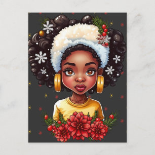 Carte Postale Melanin Christmas Magic Black Girl Femme Sista