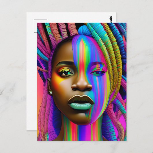 Carte Postale Melanin de la reine noire Sista beautif afro-améri (Devant / Derrière)