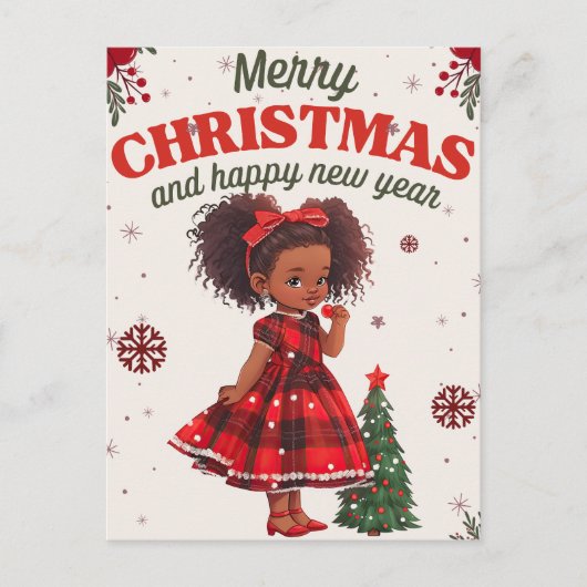 Carte Postale Melanin Noël Black Girl Magic Xmas Magic Fun (Devant)