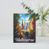 Carte Postale Melbourne Australia Skyline Retro Travel (Debout devant)