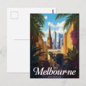 Carte Postale Melbourne Australia Skyline Retro Travel (Devant / Derrière)