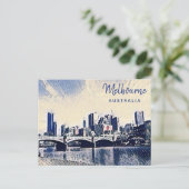 Carte Postale Melbourne Australie Aquarelle Art (Debout devant)