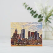 Carte Postale Melbourne Australie Skyline Watercolor Art (Debout devant)