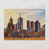 Carte Postale Melbourne Australie Skyline Watercolor Art (Devant)