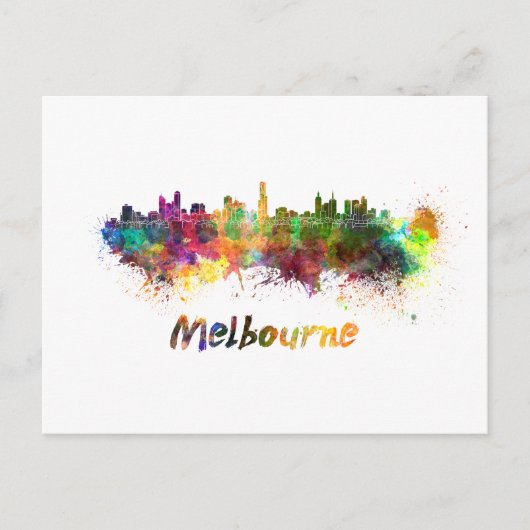 Carte Postale Melbourne skyline in watercolor (Devant)