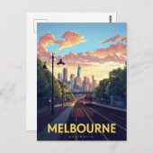 Carte Postale Melbourne Skyline Train Station (Devant / Derrière)