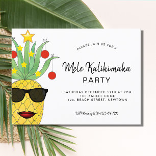 Carte Postale Mele Kalikimaka Party Ananas Invitation Postcar