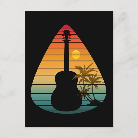 CARTE POSTALE MÉLOTTE DE GUITARE BRANCHÉE COUCHER DE SOLEIL  (Devant)