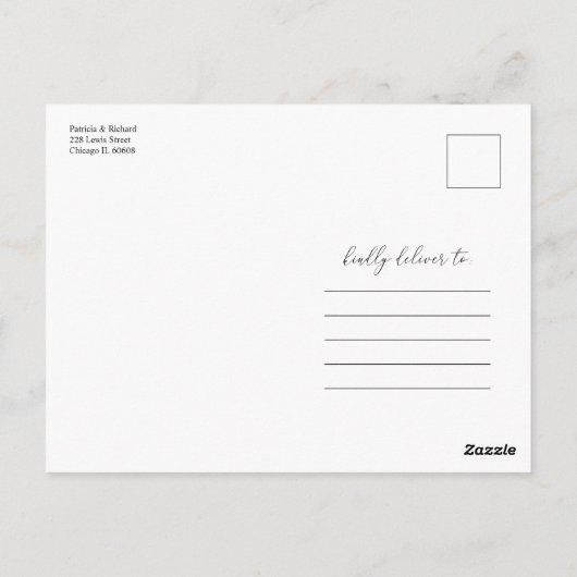 Carte Postale Même Amour Downsize Mariage Simple Élégant (Dos)