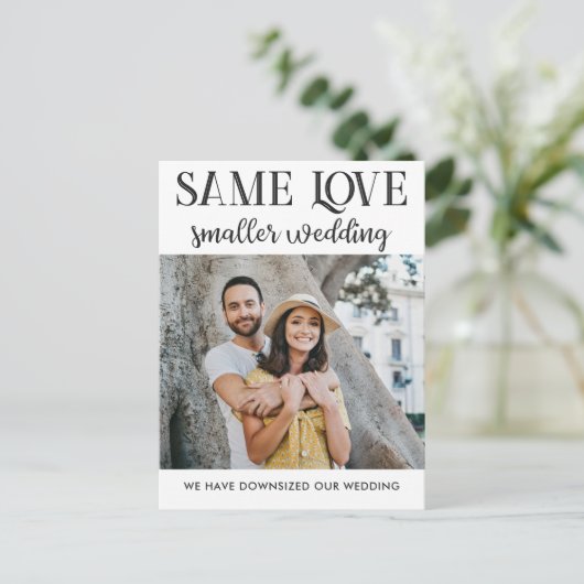 Carte Postale Même amour petit mariage réduit photo simple (Debout devant)