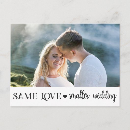 Carte Postale Même amour petit mariage réduit photo simple (Devant)