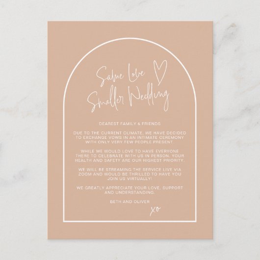 Carte Postale Même Amour Petit Mariage Télédimensionné Bleu Arch (Devant)