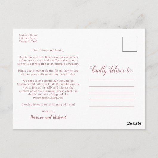 Carte Postale Même Amour Télédimensionner Mariage Faire-part 3 P (Dos)