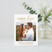 Carte Postale Même annonce de mariage downsizing photo or (Debout devant)