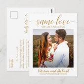 Carte Postale Même annonce de mariage downsizing photo or (Devant / Derrière)