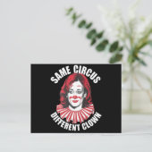 Carte Postale Même Cirque Clown différent Anti Kamala 2024 (Debout devant)