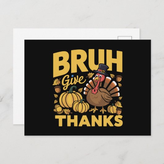 Carte Postale Mème de Bruh drôle de dindon de Thanksgiving recon (Devant / Derrière)
