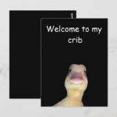 Carte Postale Mème de canard drôle : Bienvenue à My Crib Duck (Devant / Derrière)