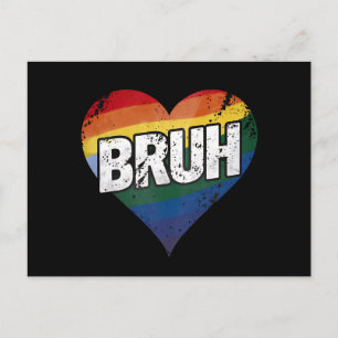 Carte Postale Mème drôle de Bruh salutation de frère Fierté gay