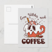 Carte Postale Même les sorcières ont besoin de café (Devant / Derrière)
