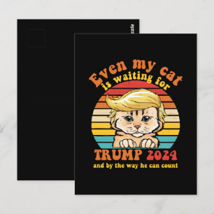 Carte Postale Même mon chat attend l'habillement Trump 2024