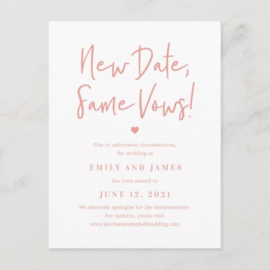 Carte Postale Même Vows ÉDITABLE COULEUR Modifier La date (Devant)