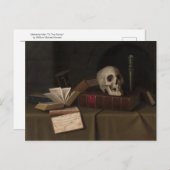 Carte Postale Memento Mori "À cette faveur" par William Harnett (Devant / Derrière)
