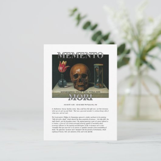Carte Postale Memento Mori - Rappelez-vous que vous allez mourir (Debout devant)