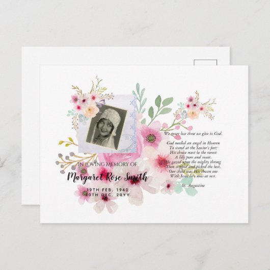 Carte postale Memorial avec Fleurs de versets de P (Devant / Derrière)