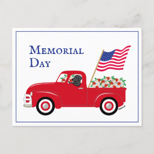 Carte Postale Memorial Day Labrador noir camion rouge avec bordu