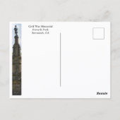 Carte Postale Mémorial de la guerre de Sécession du parc Forsyth (Dos)