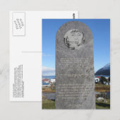 Carte Postale Mémorial de la réinstallation d'Aleut, île Unalask (Devant / Derrière)