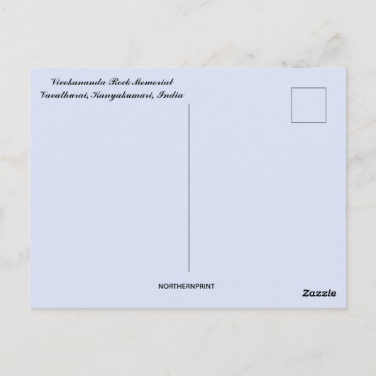 Carte Postale Mémorial du rocher de Vivekananda Kanyakumari Inde (Dos)