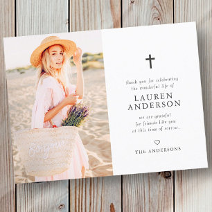 Carte Postale Memorial Funeral Modern Simple Chic Gold Cross