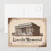 Carte Postale Mémorial Lincoln vintage (Devant / Derrière)