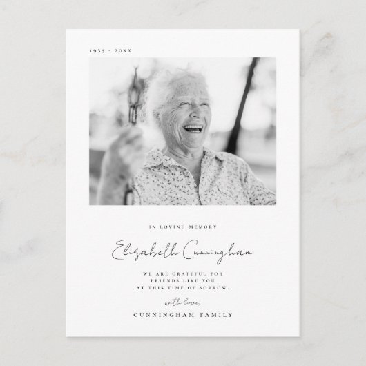 Carte Postale Mémorial Mémoire Affectueuse Élégante Simple Moder (Devant)