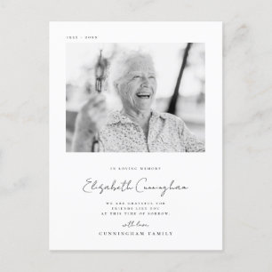 Carte Postale Mémorial Mémoire Affectueuse Élégante Simple Photo