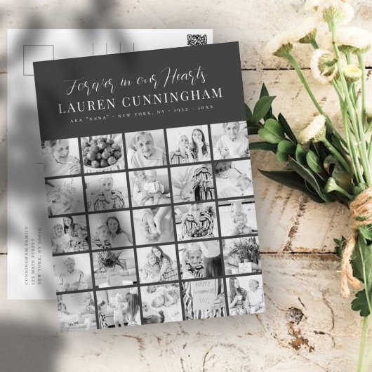 Carte Postale Memorial Modern Simple Minimalist 25 Photo Collage