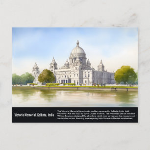 Carte Postale Mémorial victorien Kolkata Peinture à l'aquarelle