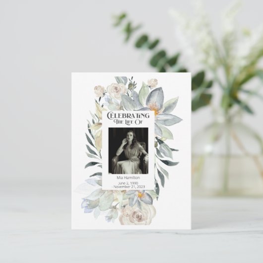 Carte postale mémorielle photo avec cadre en eucal (Debout devant)